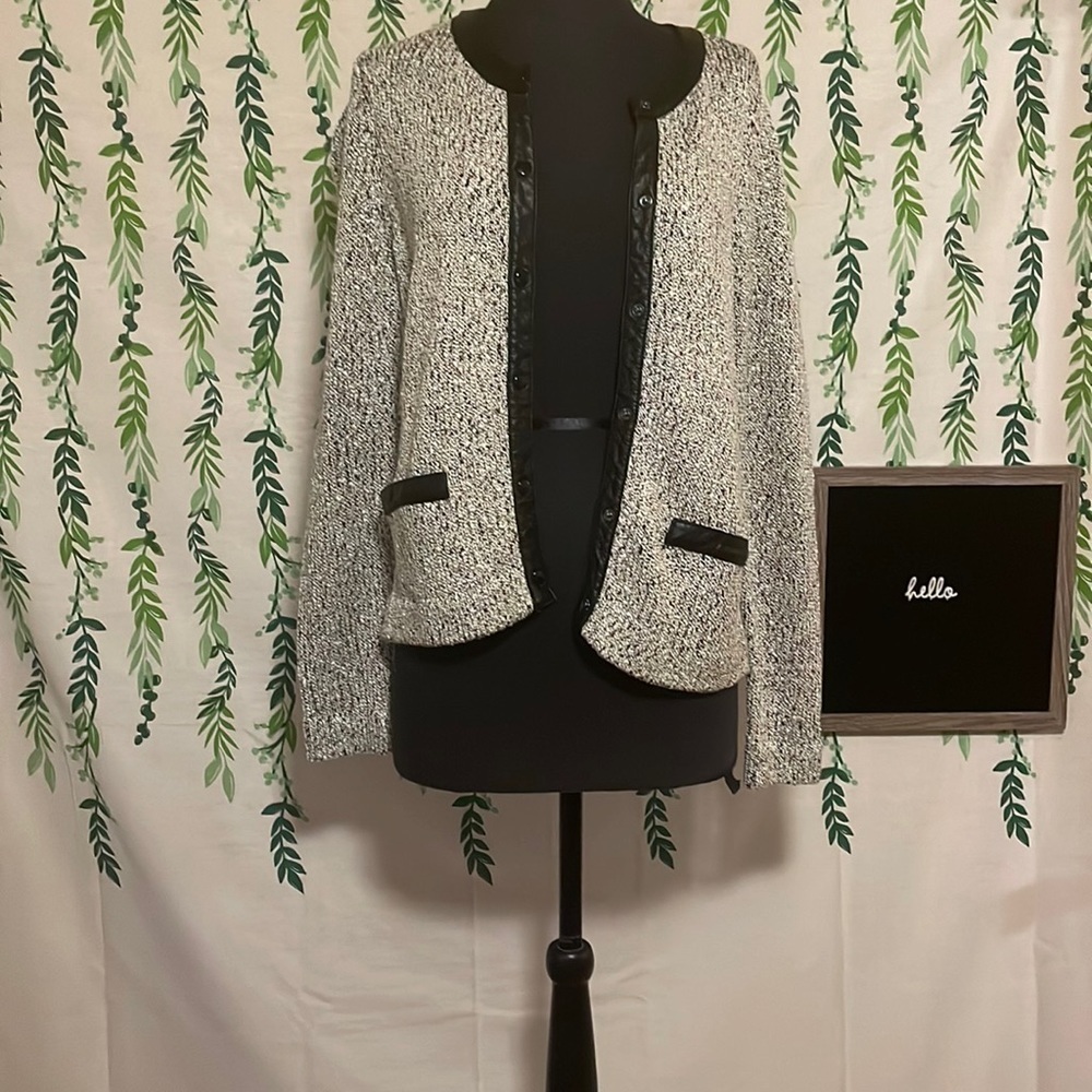 Size Small Talbots Shimmer Blazer with Pleather and Snaps B2